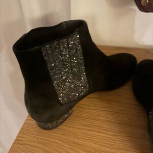 Elegant Black Glitter Ankle Booties